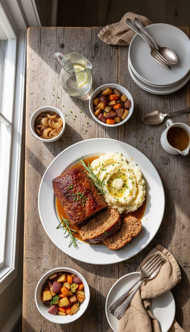 Hearty Meatloaf with Creamy Mashed Potatoes