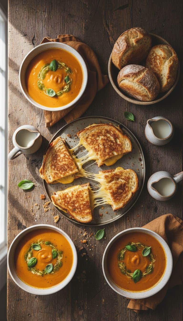 Classic Toasted Cheese with Creamy Tomato Soup