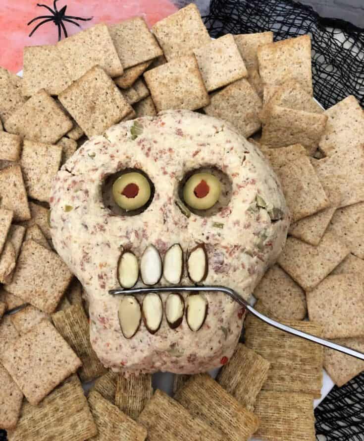 Ghoulish Cheese Head with Pepperoni Eyes
