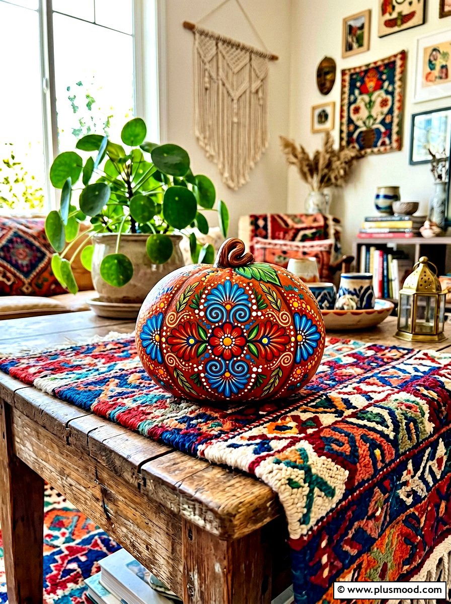 Vibrant Folk Art Pumpkin Rocks: Timeless Patterns and Colors