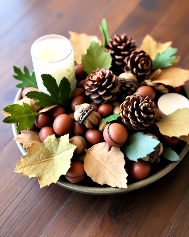 Rustic Charm: Crafting an Acorn and Leaf Table Centerpiece