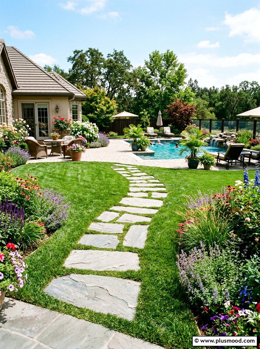 Charming Stone Walkway to Your Pool Area