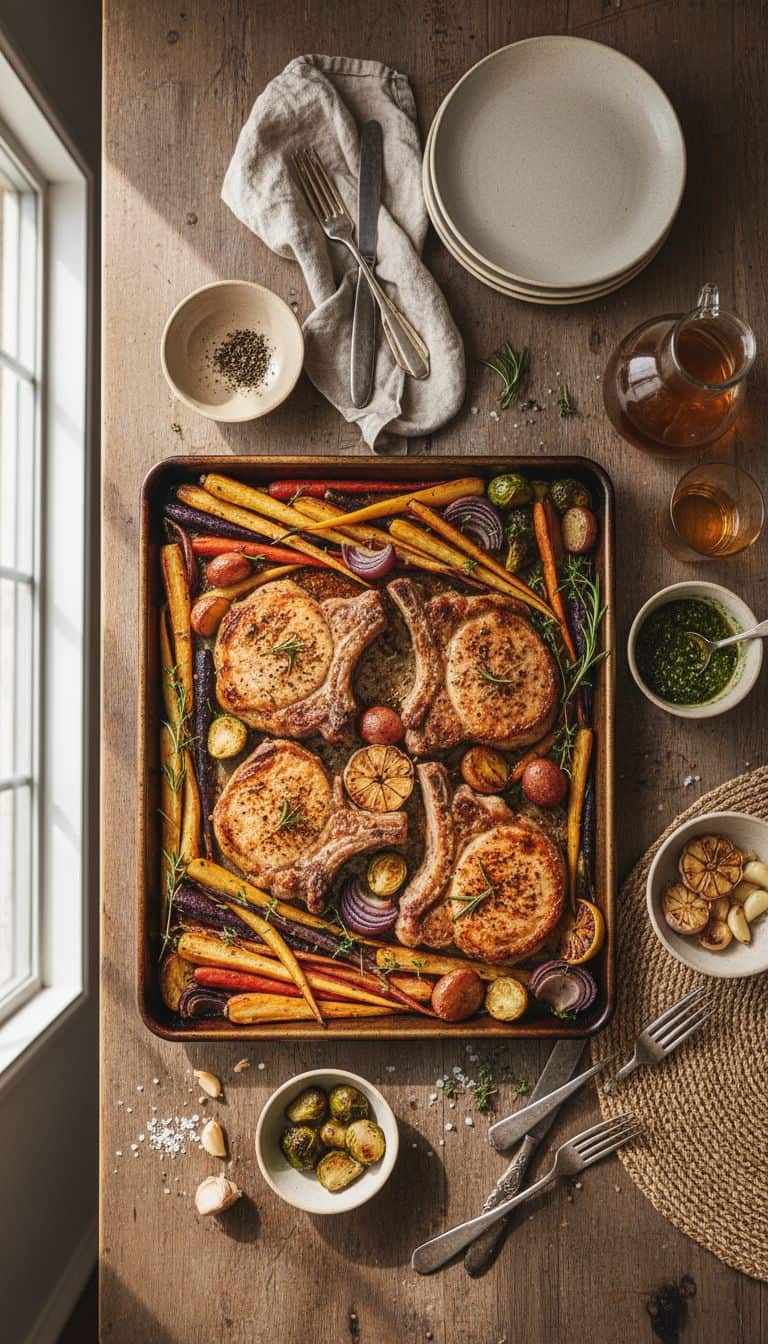 One-Pan Roasted Pork Chop Supper