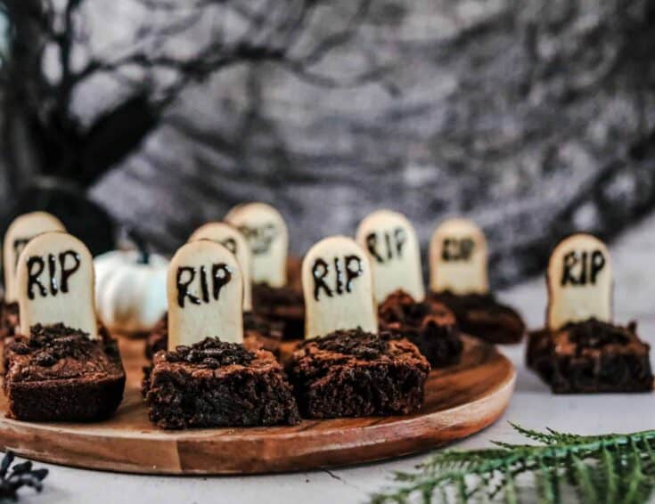 Spooky Mini Tombstone Brownie Bites