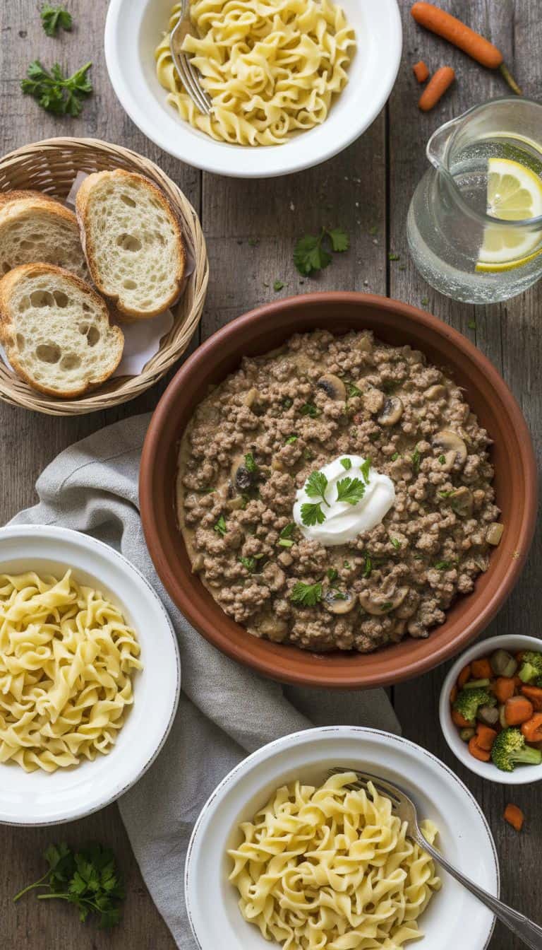 Hearty Ground Beef Stroganoff Skillet