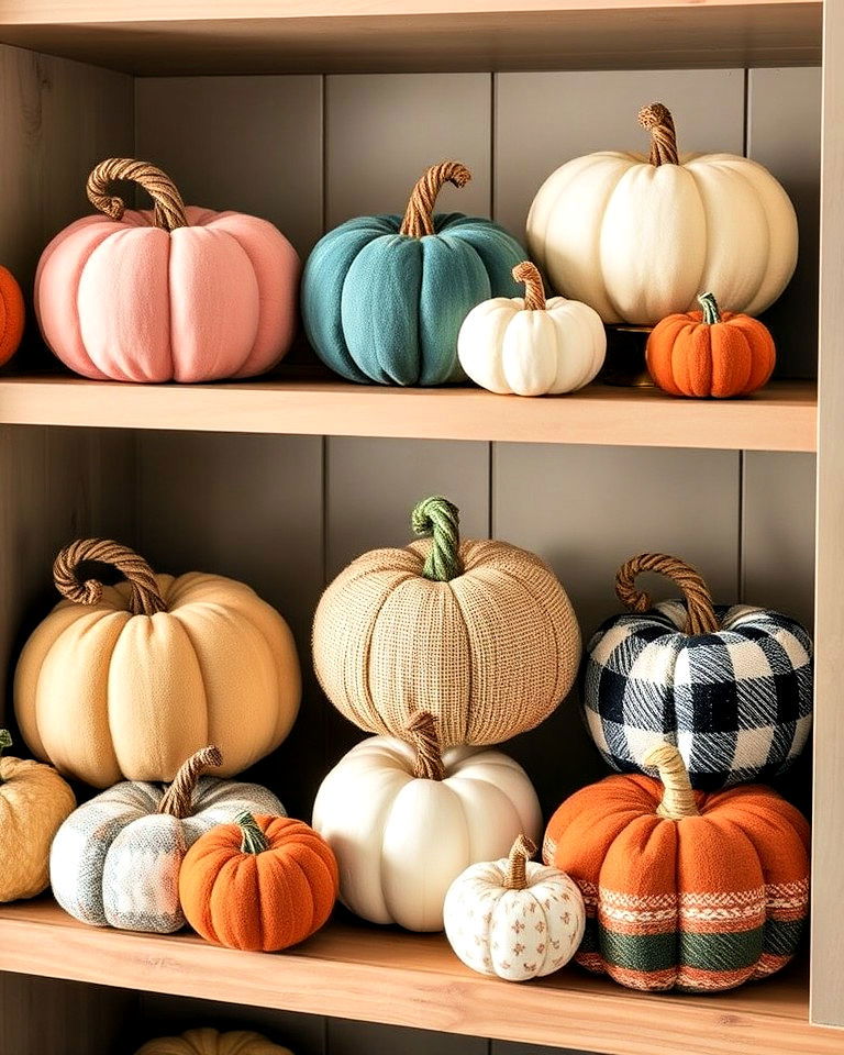 Cozy Charm with Handmade Fabric Pumpkins