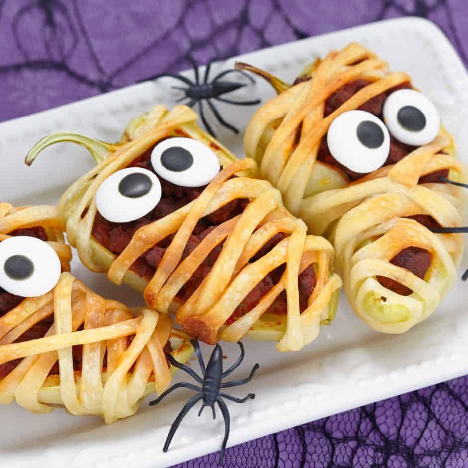 Mummy-Wrapped Banana Pepper Bites