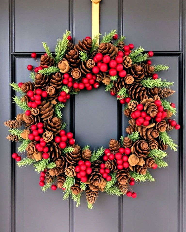 Rustic Elegance: Crafting a Pinecone and Berry Autumn Wreath