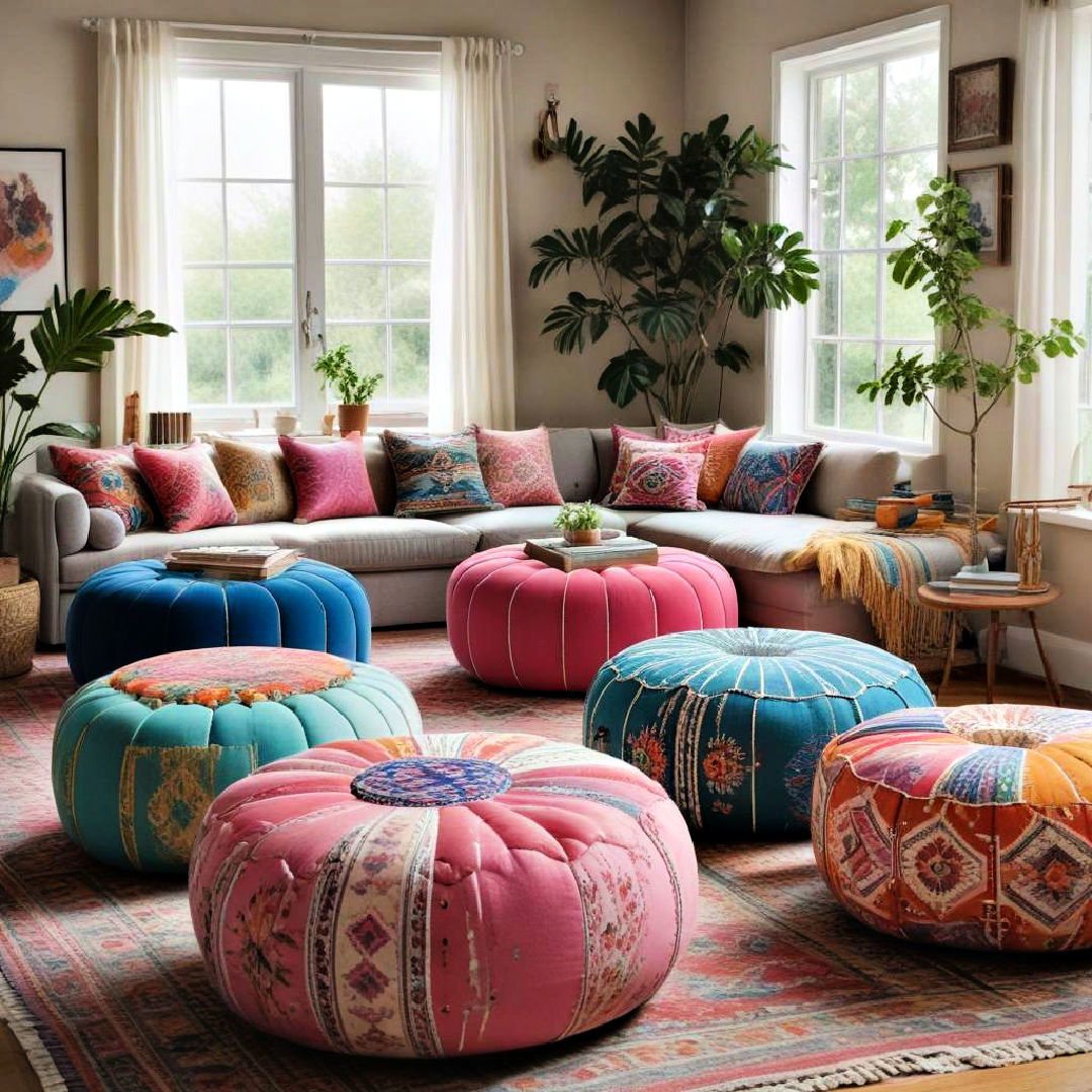 Add Vibrant Poufs for Fun and Flexible Seating