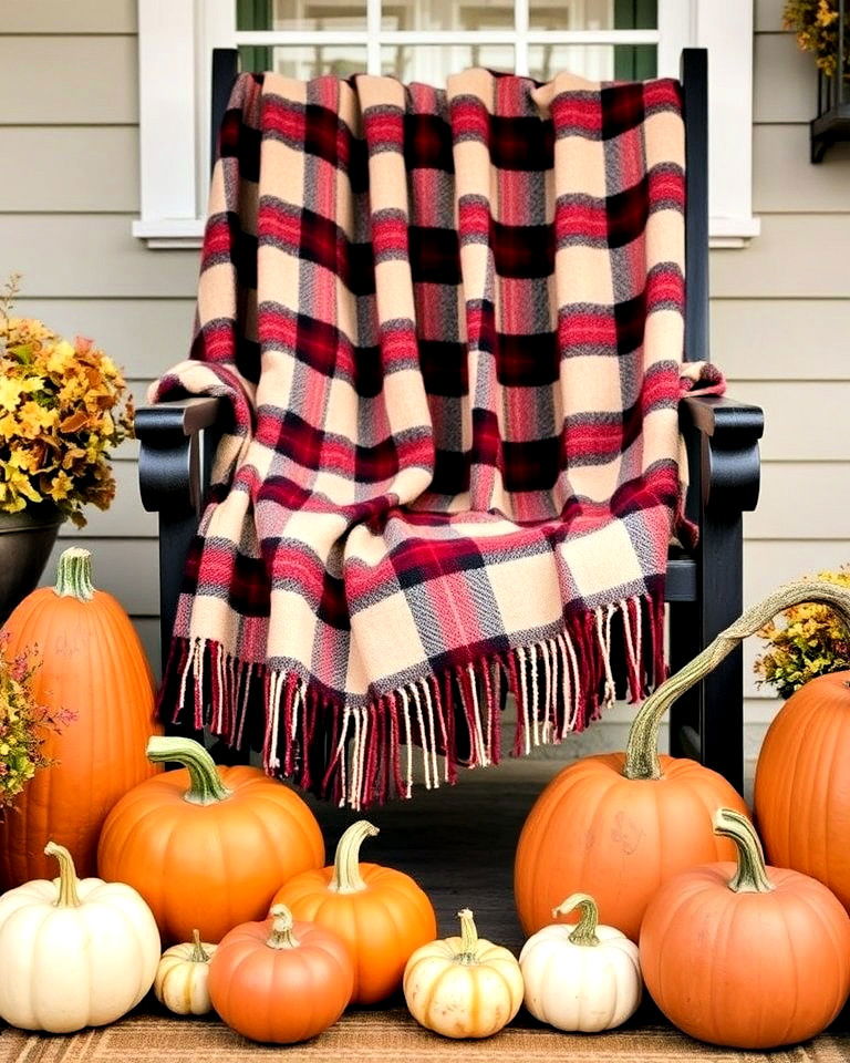 Cozy Charm: Embracing Pumpkins and Plaid for Your Fall Porch