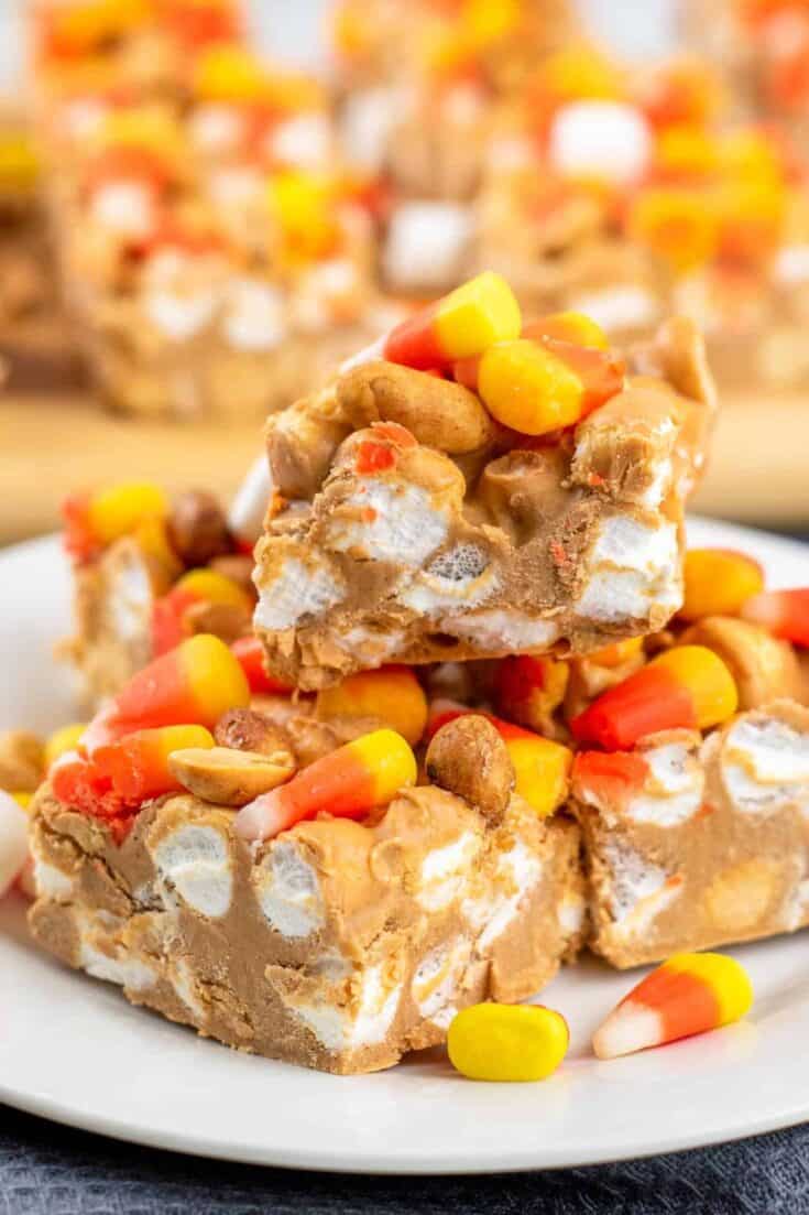 Candy Corn & Peanut Butter Puff Bars