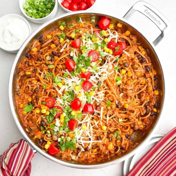 One Pot Taco Spaghetti