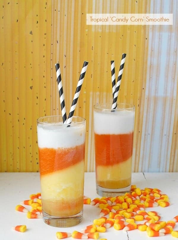 Spooky Sunset Smoothie: Tropical Candy Corn Layers