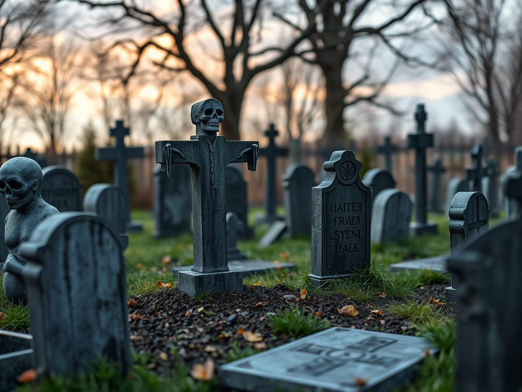 Haunted Graveyard with Tombstones