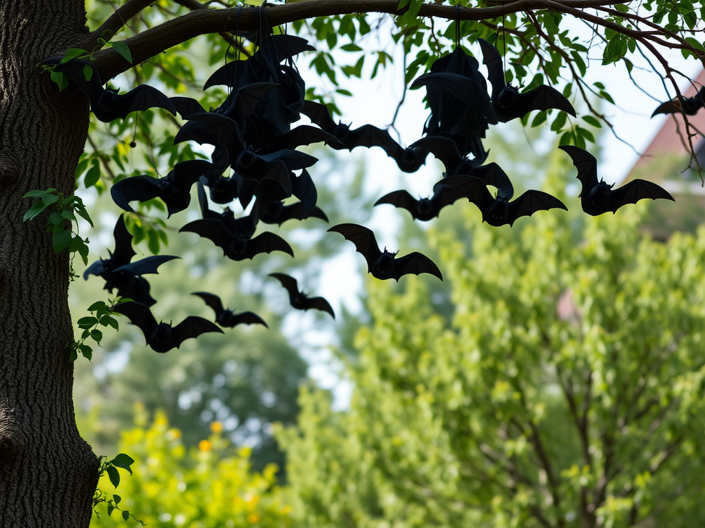 Bat Colony Hanging from Trees