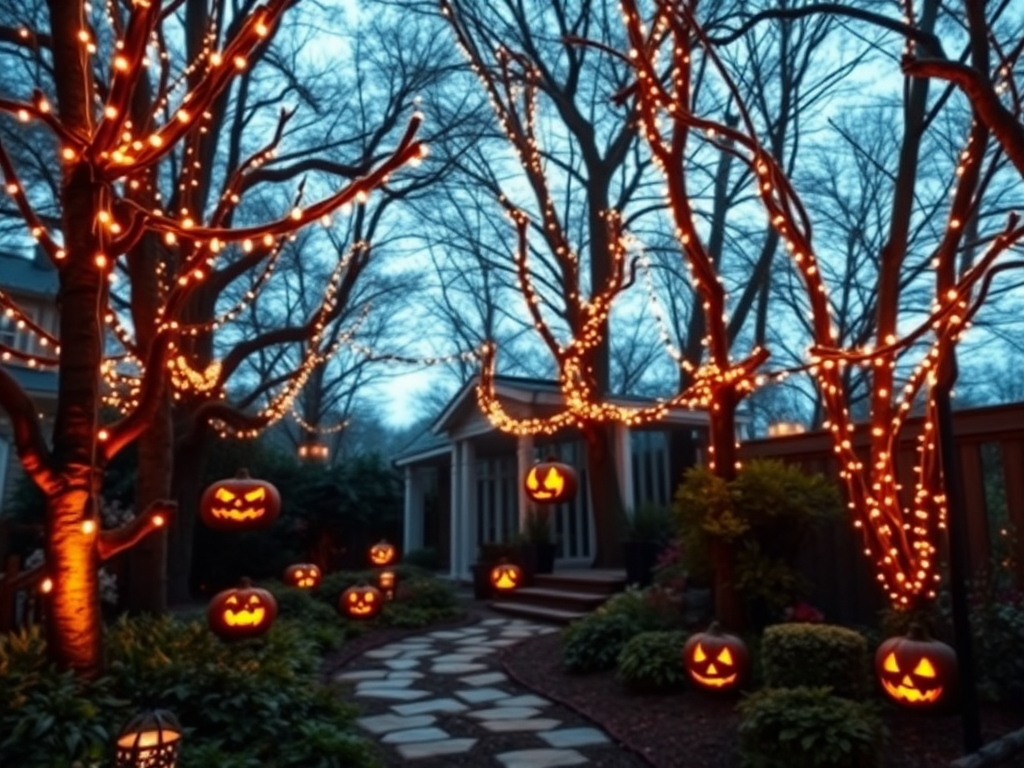 Enchanted Forest with Twinkling Lights