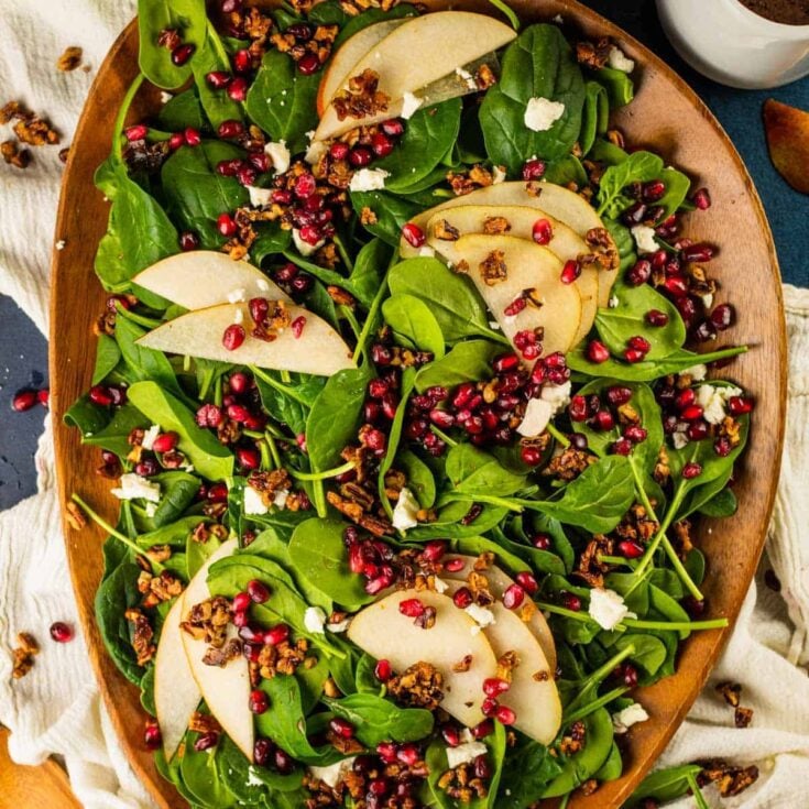 Autumn Orchard Spinach Salad with Pomegranate Glaze