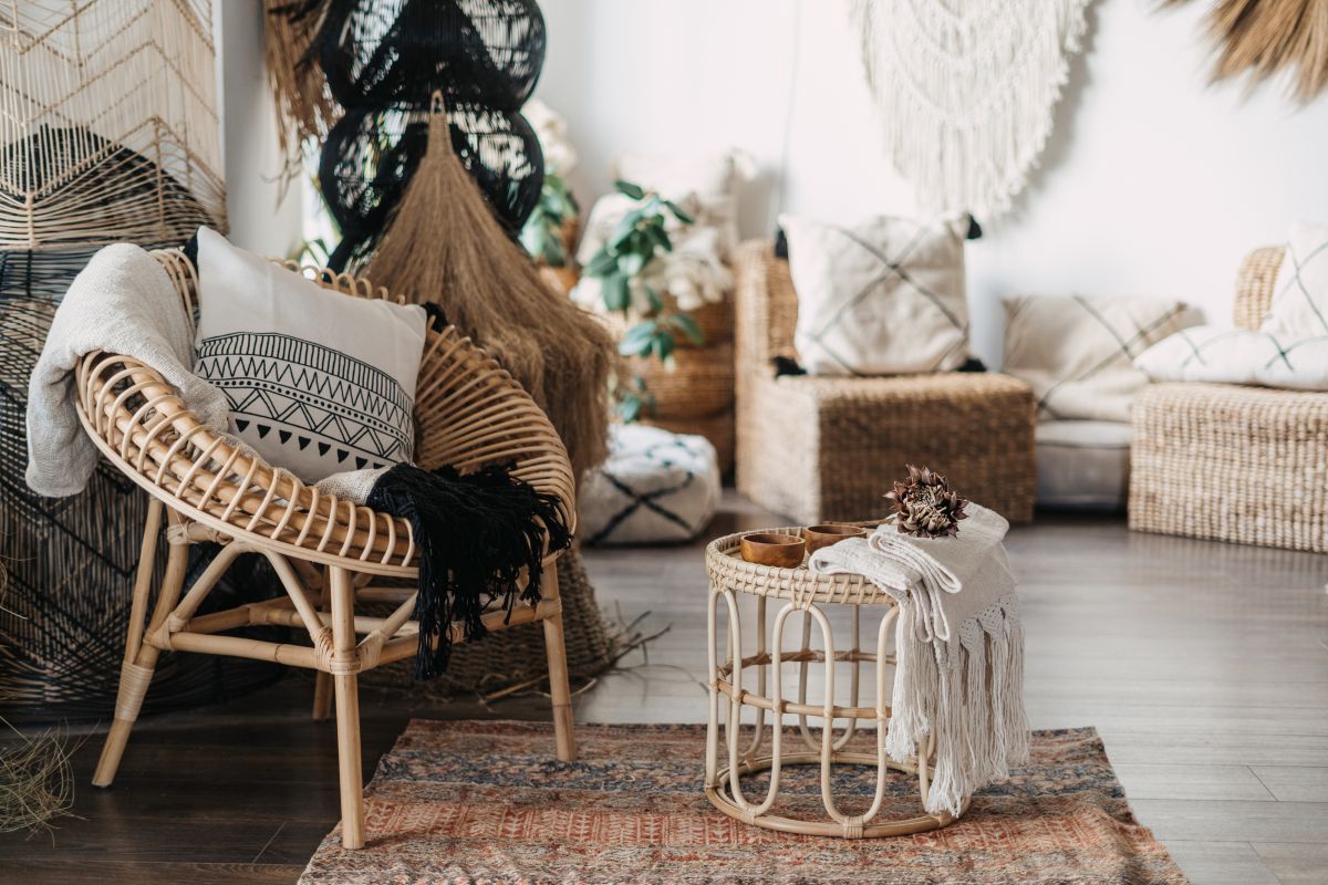 Handwoven Boho Side Table