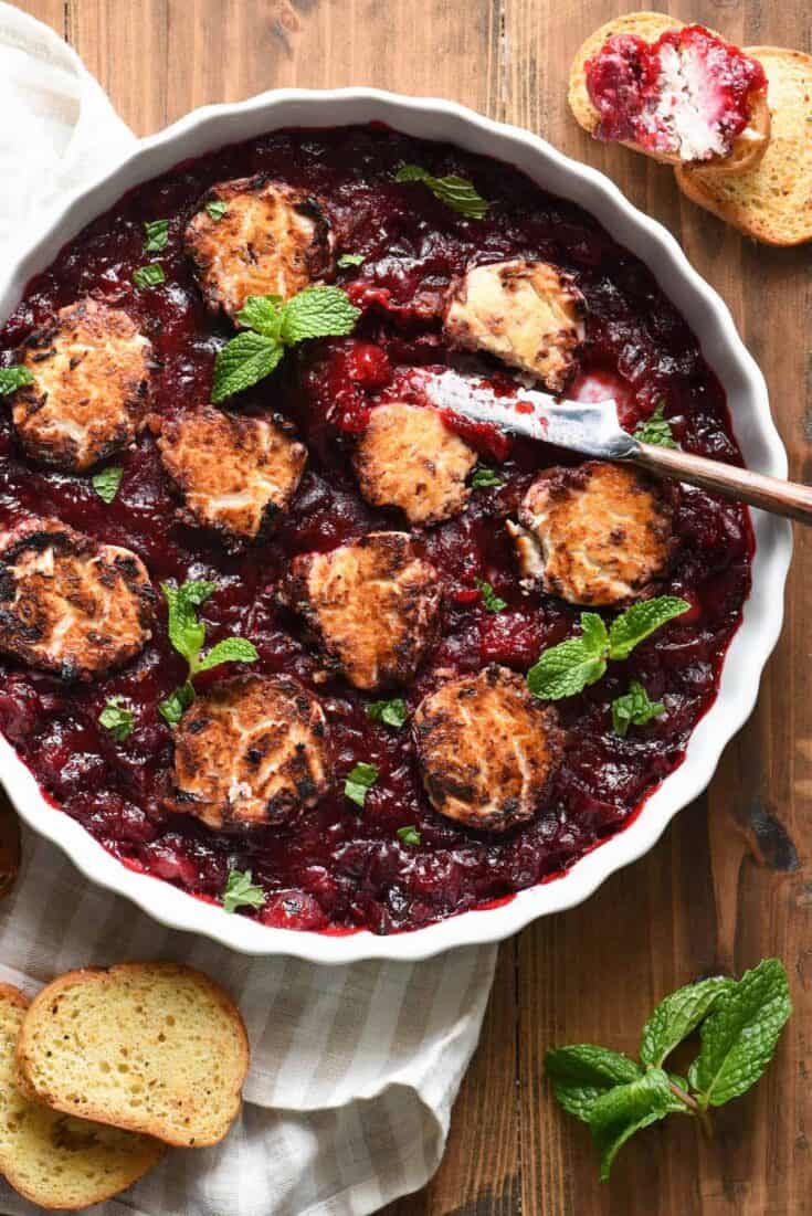Thyme-Honey Goat Cheese Bake with Cranberry Crunch