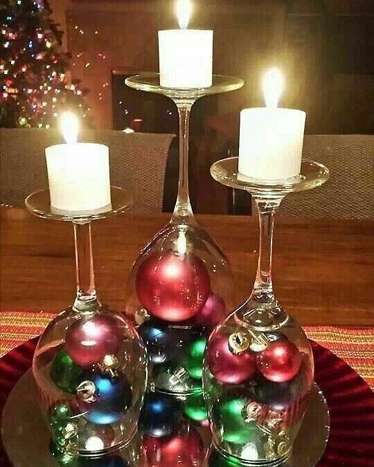 Chic Holiday Candle Stands Using Repurposed Glassware