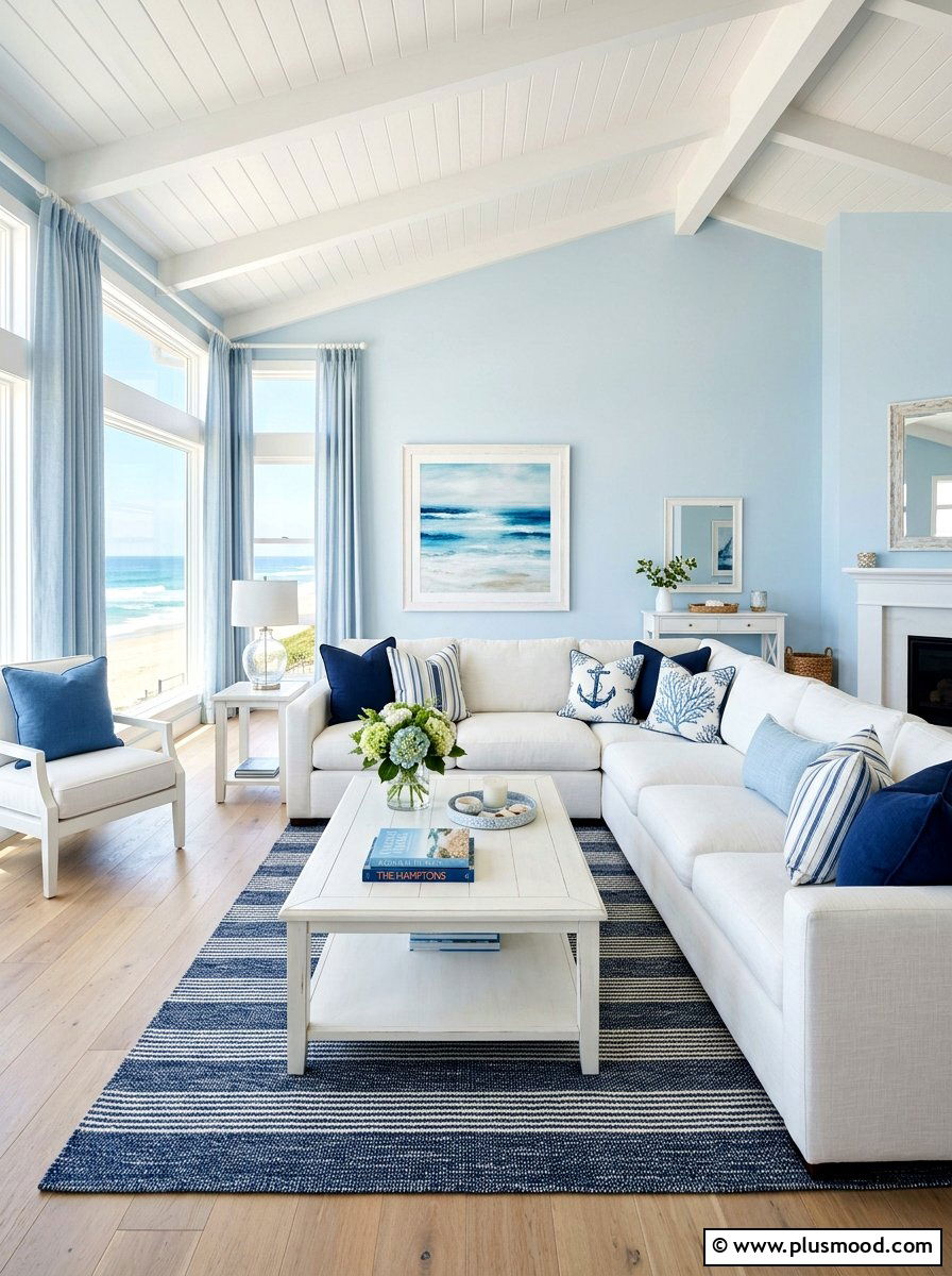 Serene Blues: Crafting a Coastal Escape in Your Living Room