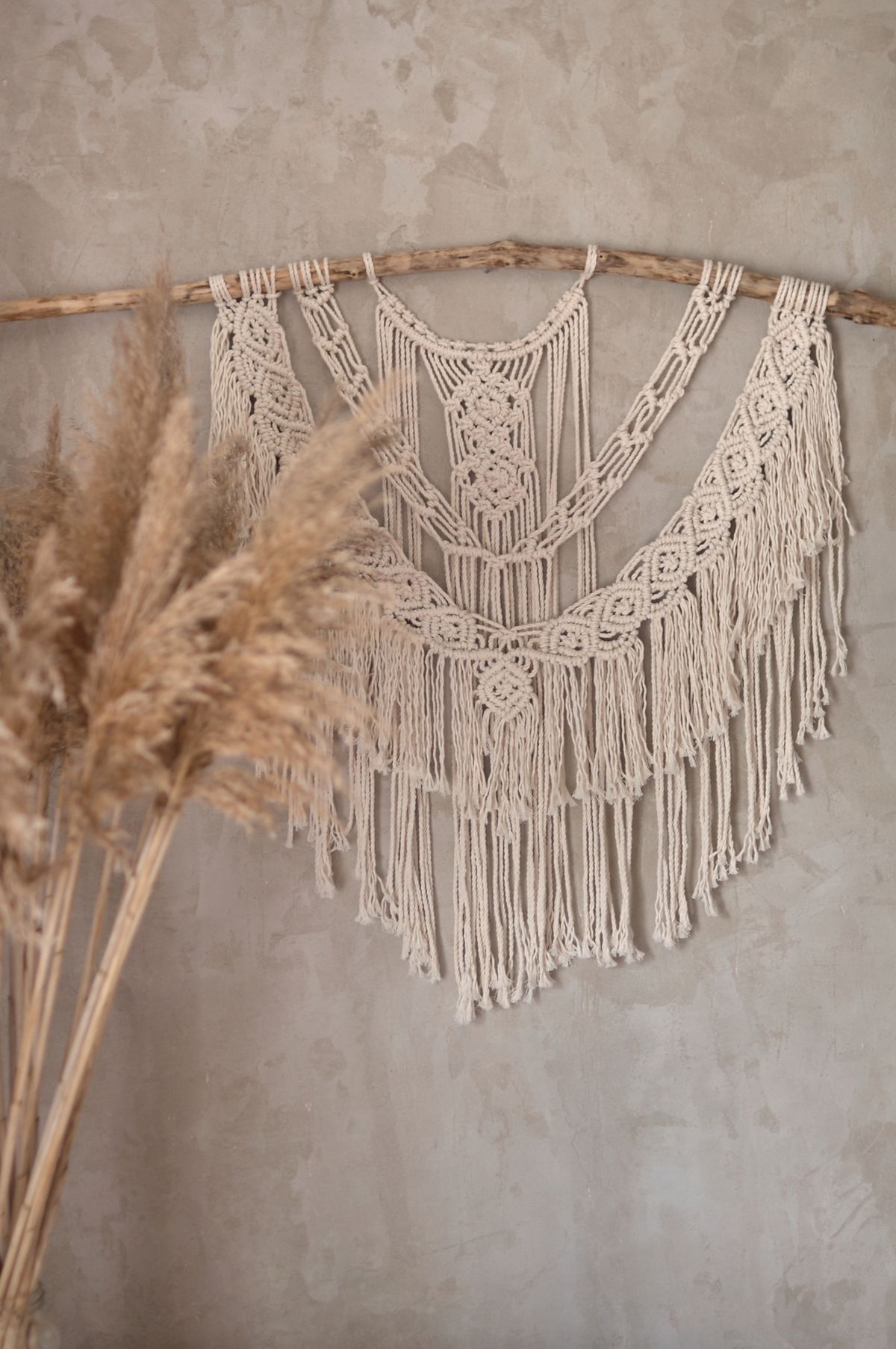 Natural Wood & Macrame Wall Accent