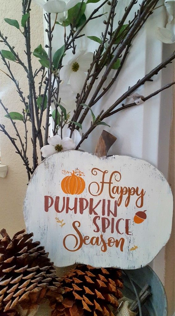 Handcrafted Wood Pumpkin Plaque