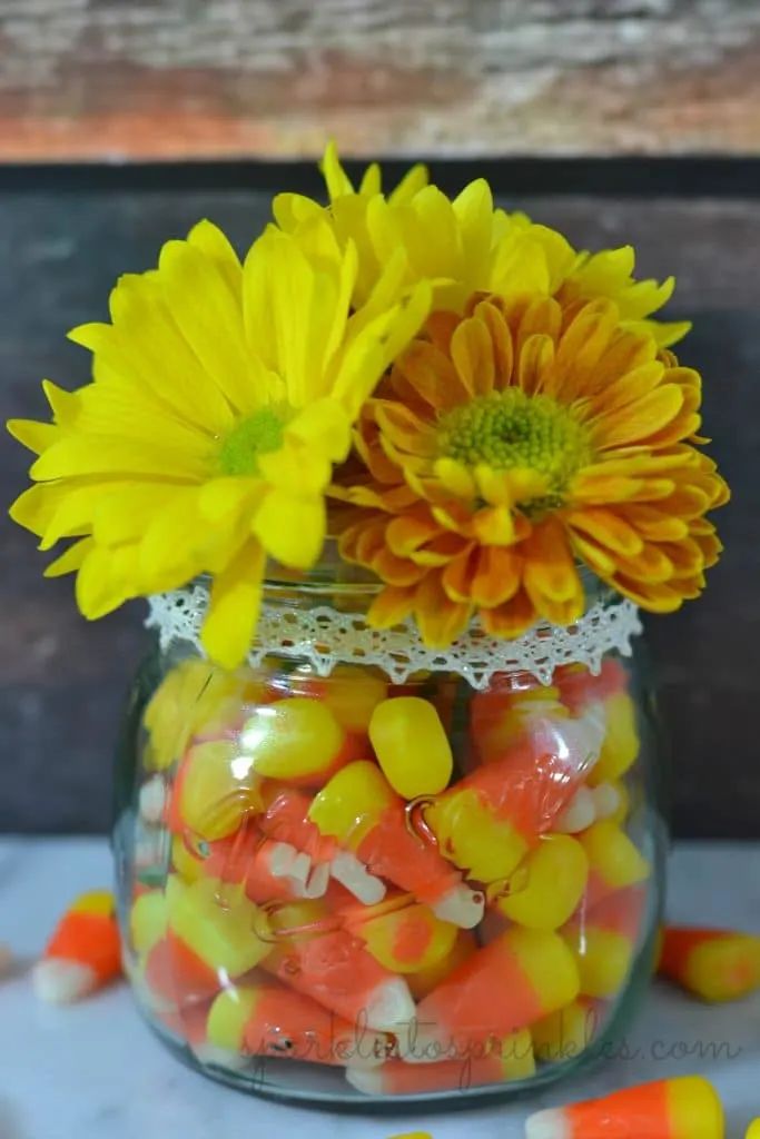 Candy Corn Jar Centerpiece