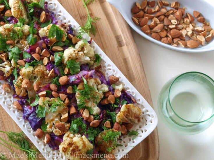 Autumn Ember Salad with Roasted Cauliflower & Sautéed Cabbage