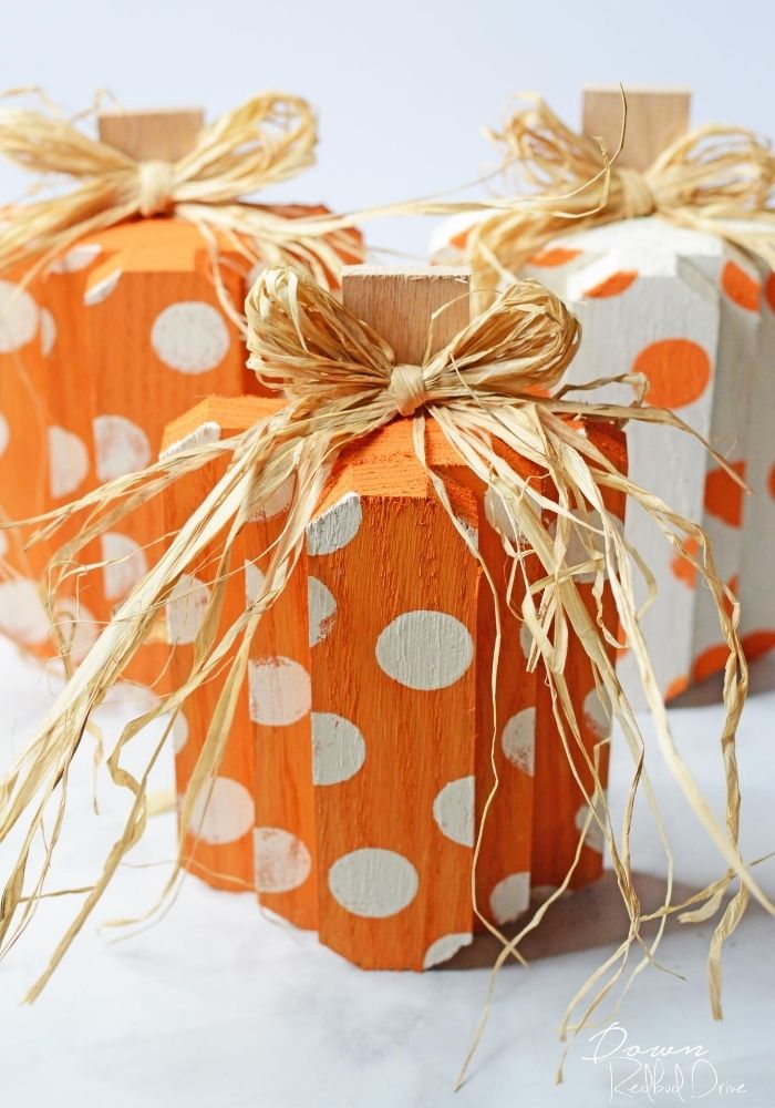 Polka-Dot Wood Pumpkins for Rustic Fall Charm