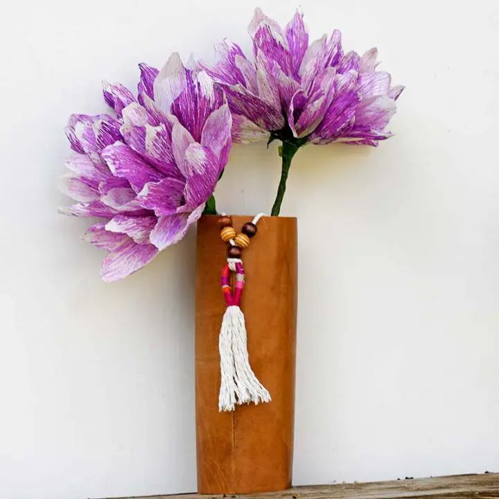 Upcycled Leather-Wrapped Vase Accent