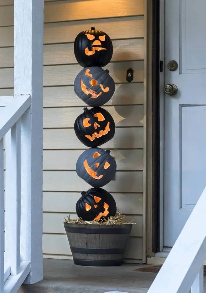 Towering Pumpkin Topiary for a Cozy Porch