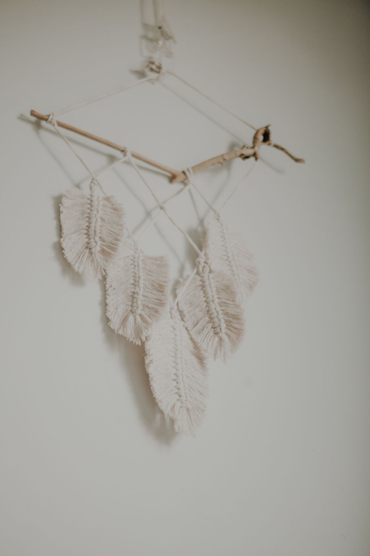 Whimsical Feather Wall Art Woven in Macrame