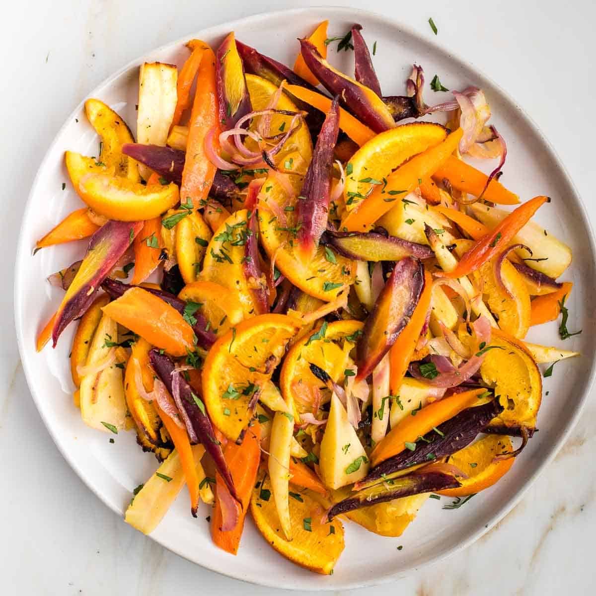 Maple-Dijon Glazed Carrots & Parsnips with Toasted Pecans