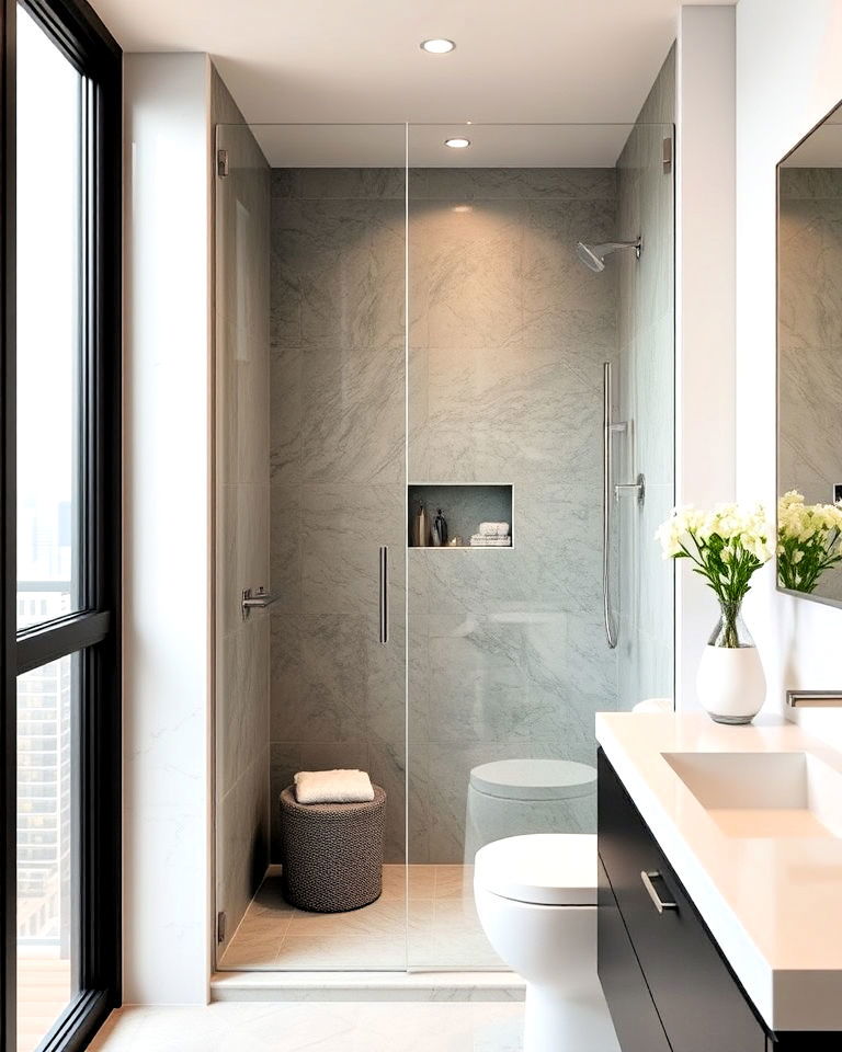Let a Clear Shower Enclosure Keep Sightlines Open