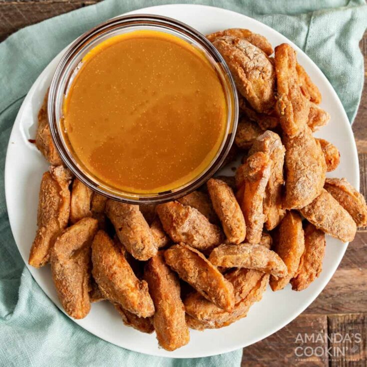 Crispy Cinnamon Apple Sticks with Brown-Sugar Cream