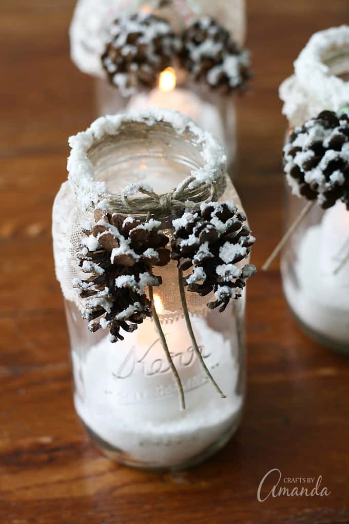 Snowy Pinecone Candle Jars: Rustic Glow for Winter Nights