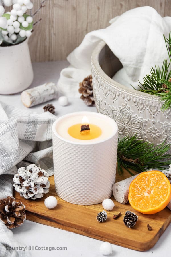 Winter Wooden Wick Candles: Crackle-Warm Comfort
