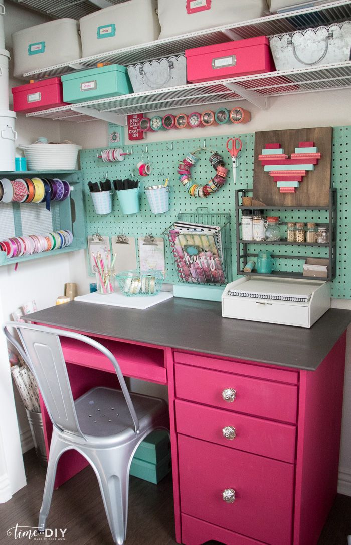 Pink Pop Craft Desk Makeover