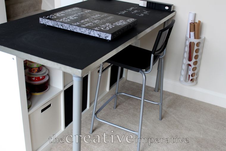 Chalkboard Craft Bar with Built-In Storage