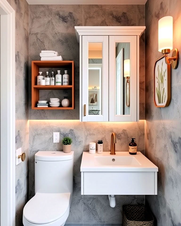Hide Daily Toiletries Behind a Storage Mirror