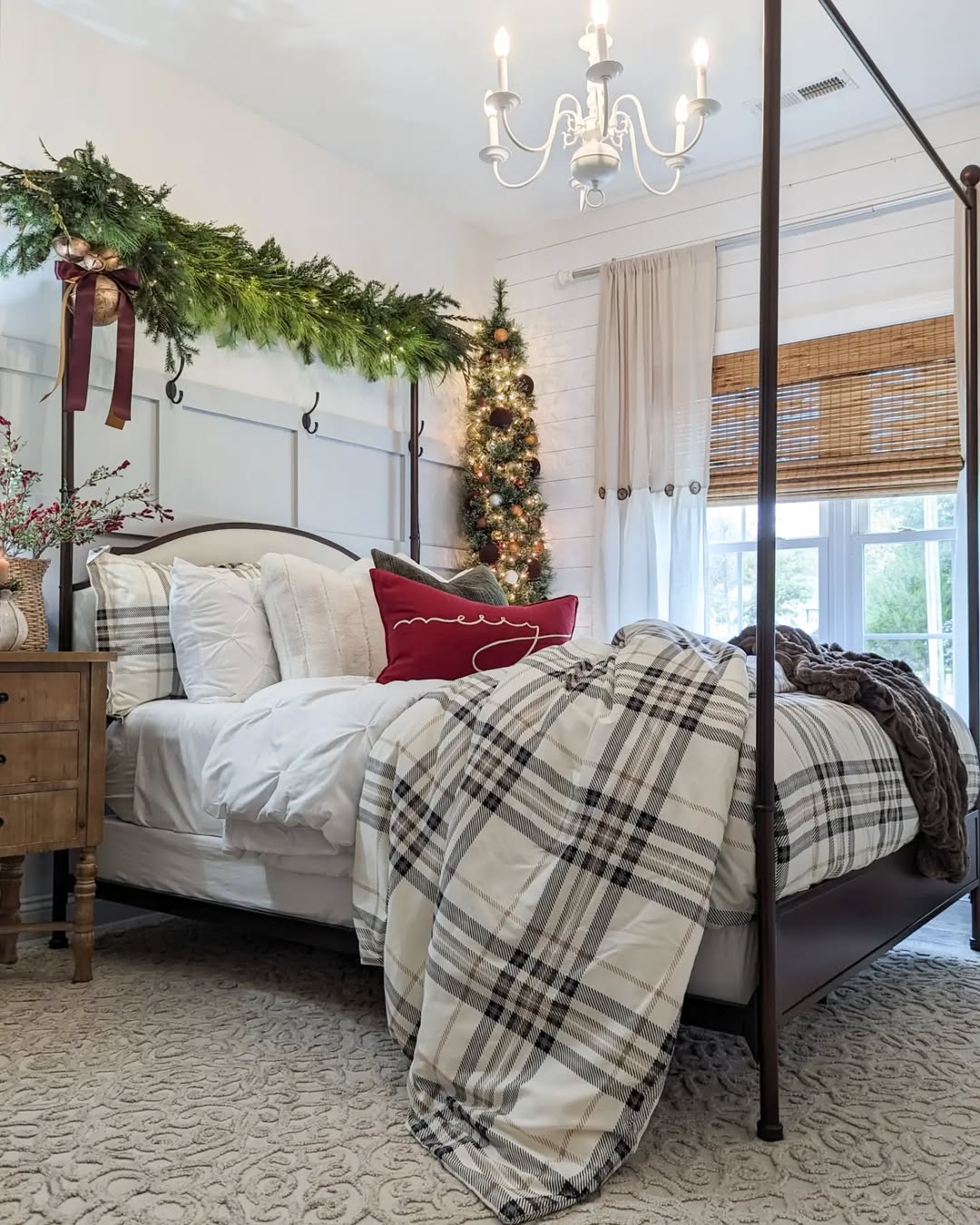 Dress a Canopy Bed with Evergreen
