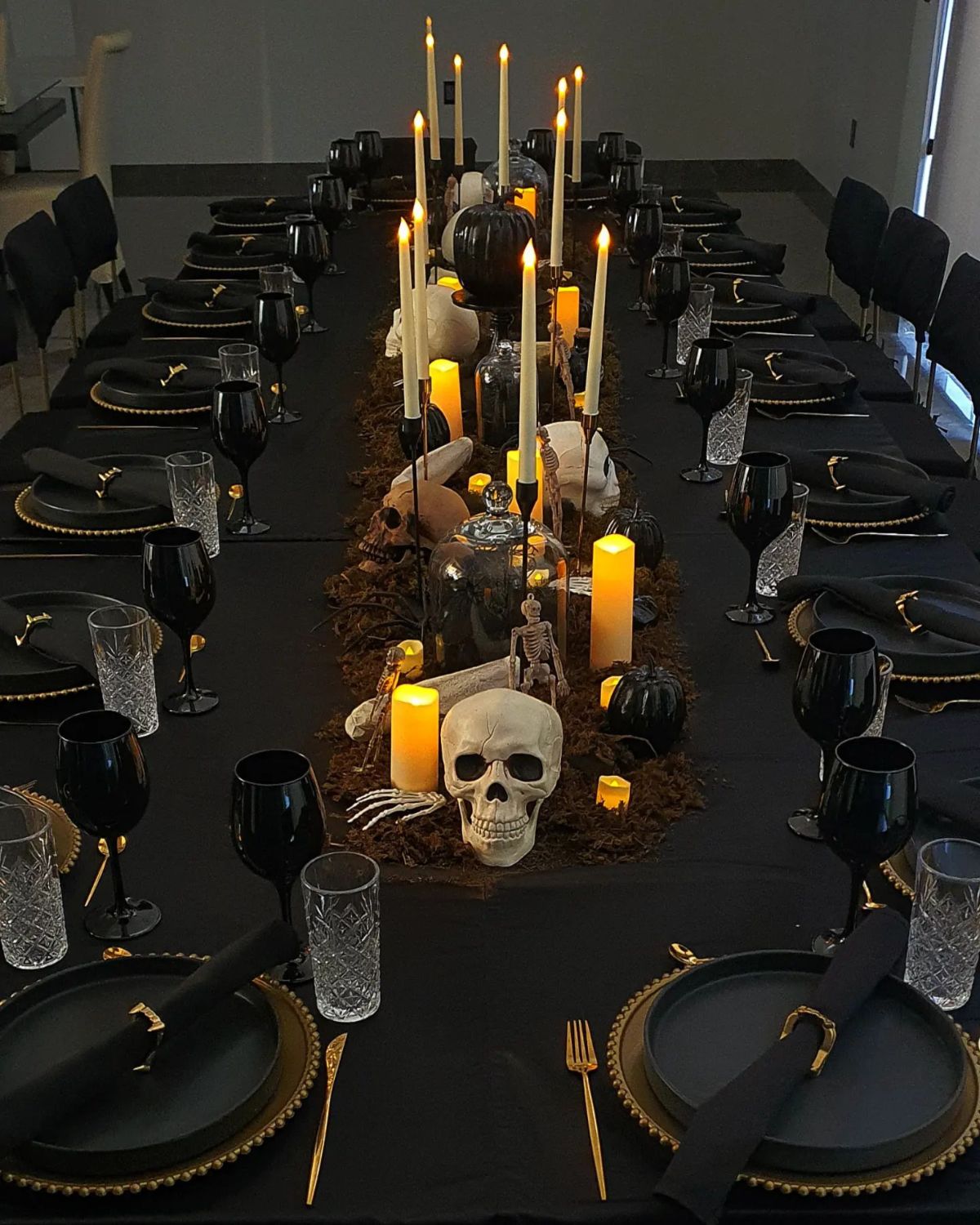 Eerie Elegance with Candlelit Skulls