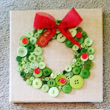 Whimsical Button Garland on Mini Canvas