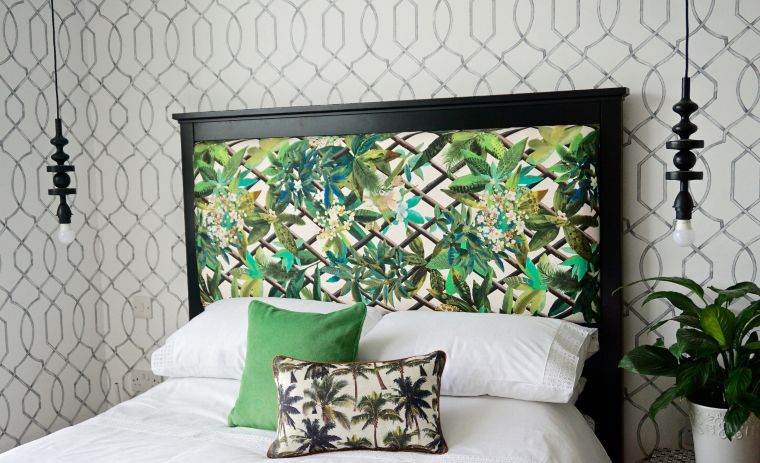 Modern Framed Fabric Panel for an IKEA Bed