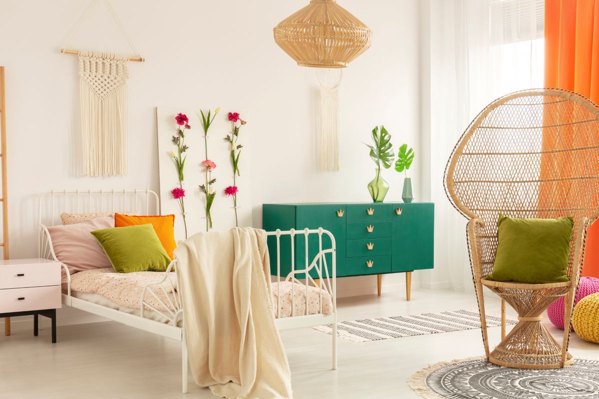 Vibrant Color Pops Against Cream and White Walls