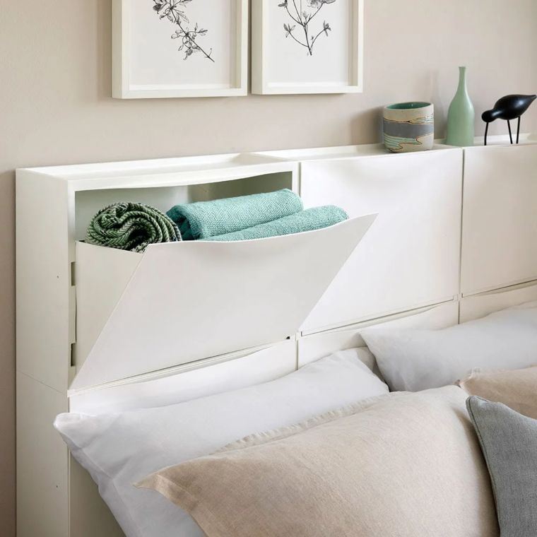 Hidden Headboard Storage for Extra Blankets and Bedding