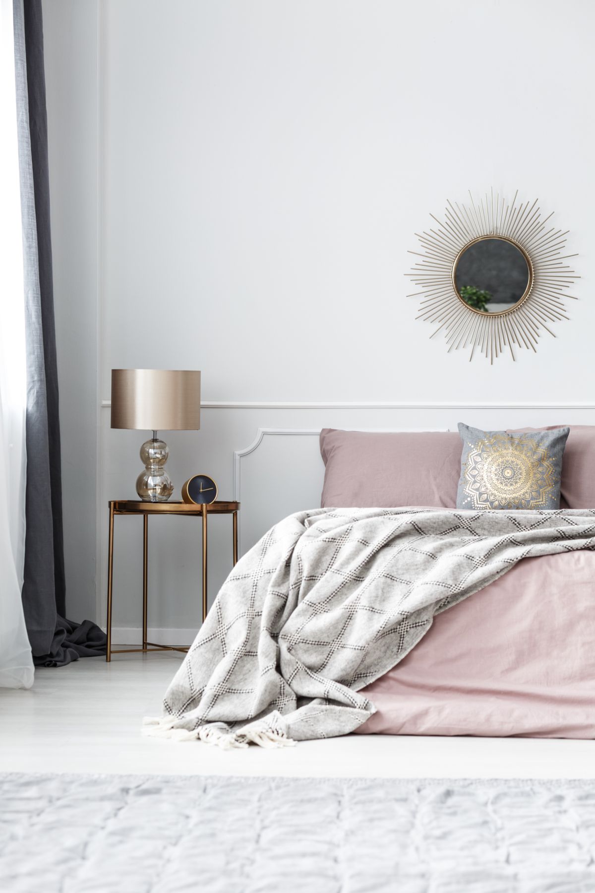 Blush Pink, Gold, and White Panel Elegance