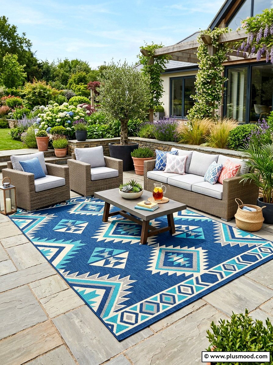 Define the Lounge With a Patterned Rug