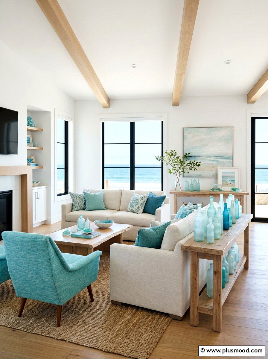 Gentle Hues of Sea Glass: A Coastal Calm for Your Living Room